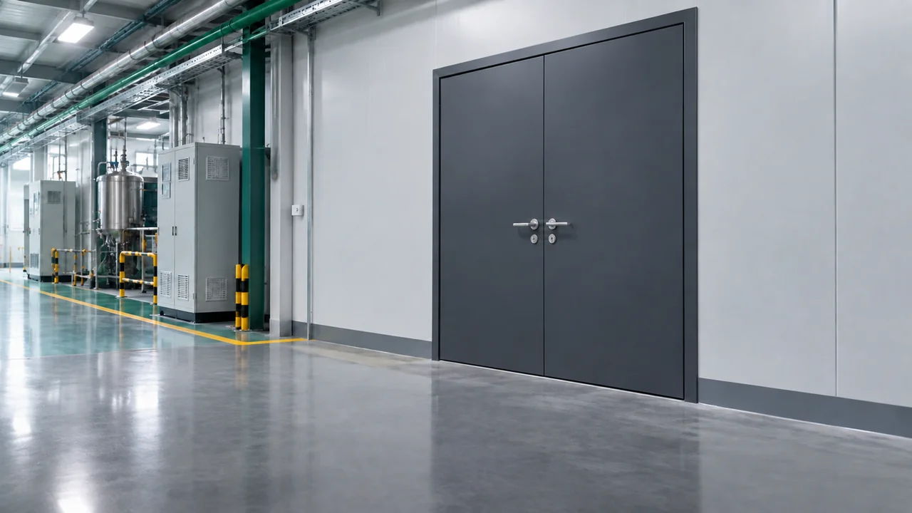 Factory maintenance entrance and corridor