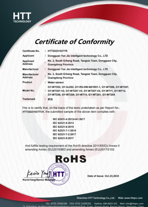 RoHS Certificate of Conformity