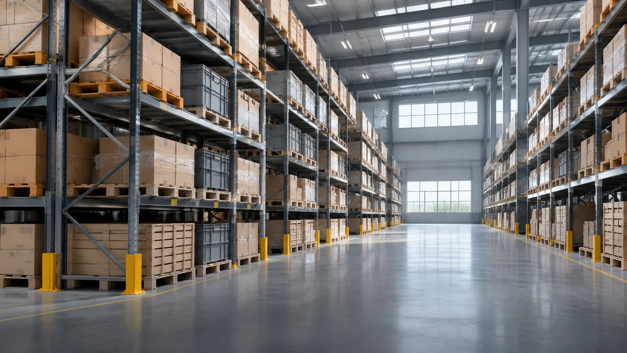 Storage racks inside a warehouse