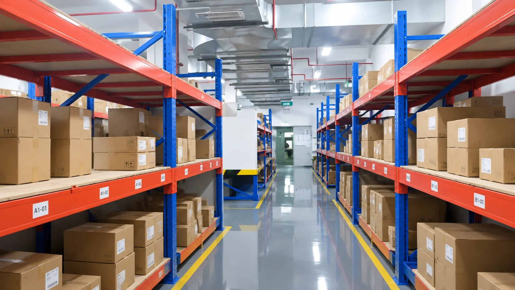 Packaged products stored for delivery