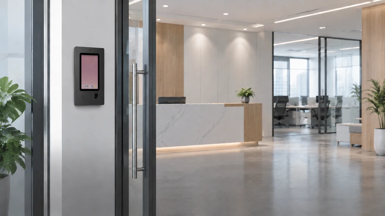 Compact terminal at an office entrance and reception area